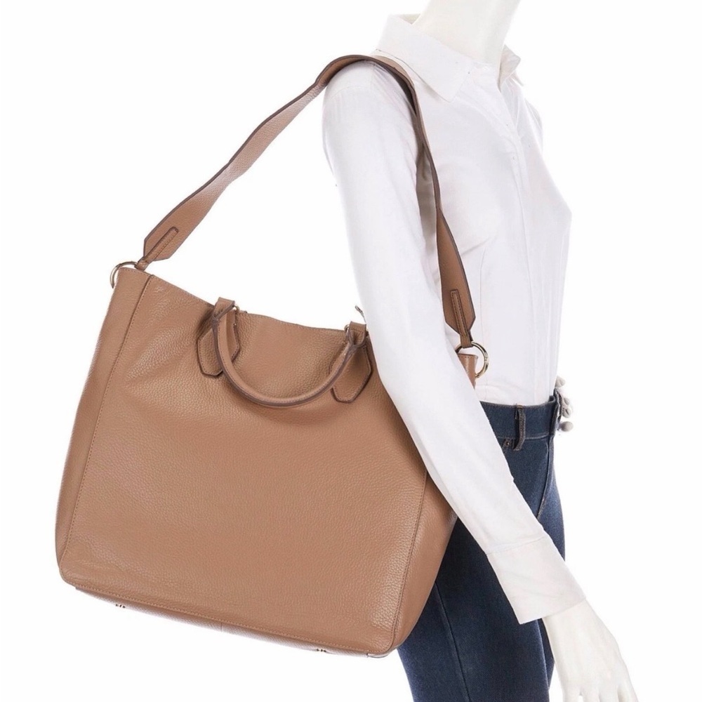 Antonio Melani Pebble Taupe Leather Tote Bag - Picture 2 of 10